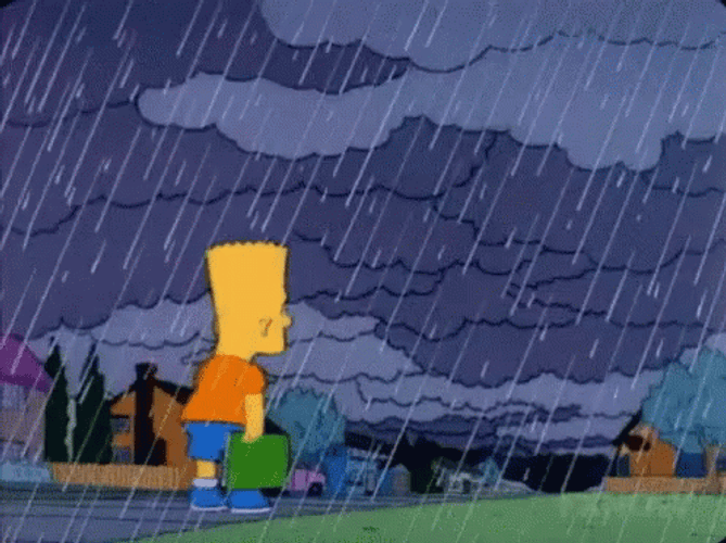 Bart Simpson Left Out Raining GIF