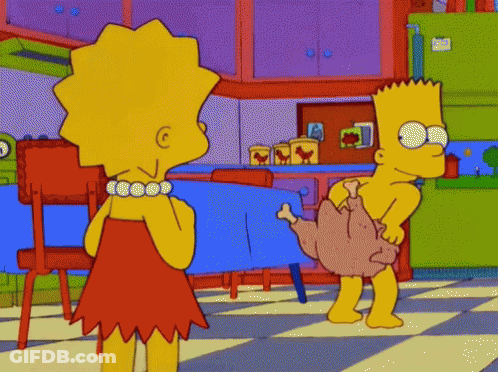Bart Simpson Lisa Simpson Chicken On Bart's Back GIF