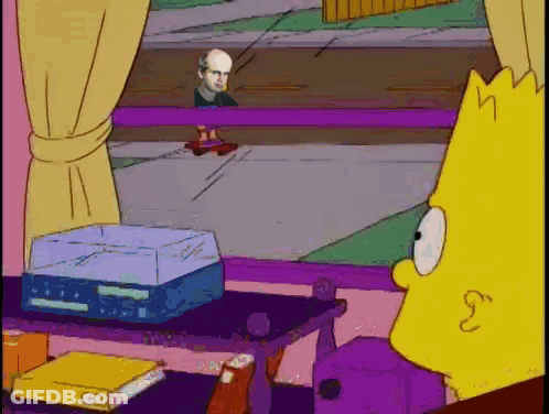Bart Simpson Looking Out Window At Man GIF