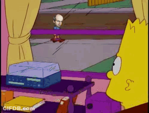 Bart Simpson Looking Out Window At Skateboarder GIF