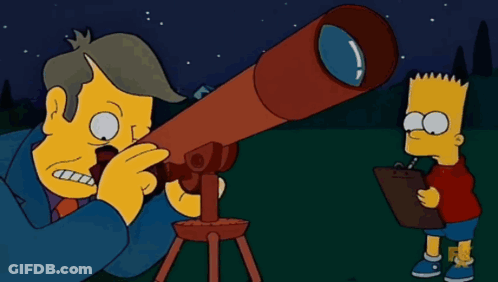 Bart Simpson Looking Through Telescope With Homer Simpson GIF