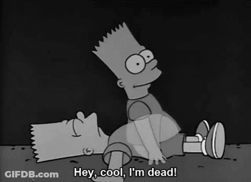 Bart Simpson Lying Down With Hey Cool I'm Dead GIF