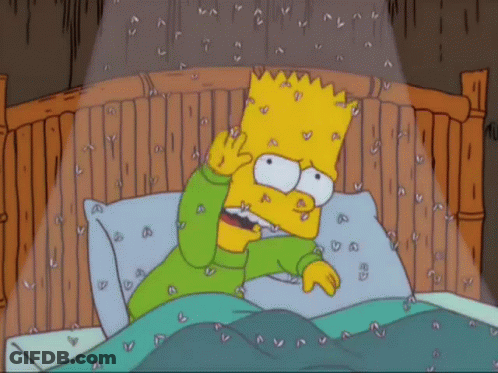 Bart Simpson Lying In Bed With Mosquitoes On Face GIF