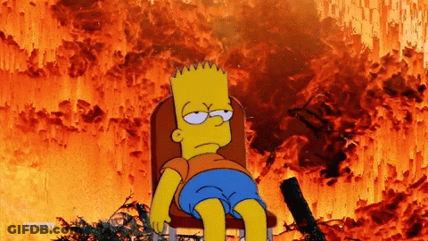 Bart Simpson Lying In Front Of Fire Lostvery GIF