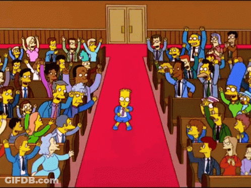 Bart Simpson On Red Carpet With Crowd GIF