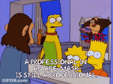 Bart Simpson Says Professional In Ape Mask GIF