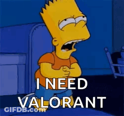 Bart Simpson Screaming I Need Valorant Holding Stomach GIF