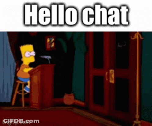 Bart Simpson Sitting At Podium With Hello Chat GIF