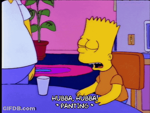 Bart Simpson Sitting At Table Saying Hubba Hubba Panting GIF