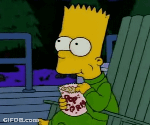 Bart Simpson Sitting In Chair Eating Popcorn GIF