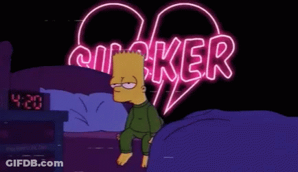 Bart Simpson Sitting On Bed In Front Of Maker Sign GIF