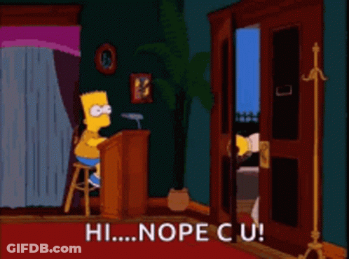 Bart Simpson Speaks To Man In Hat Saying Hi Nope Cu GIF