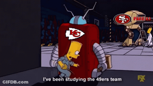Bart Simpson Standing In Front Of 49Ers Sign GIF