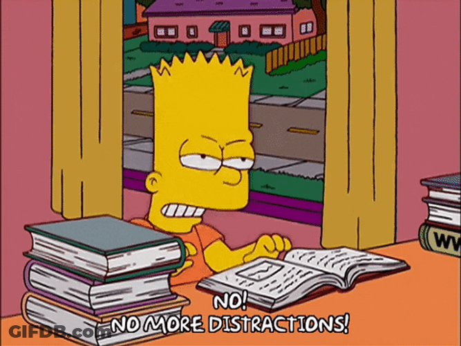 Bart Simpson Study No More Distractions GIF