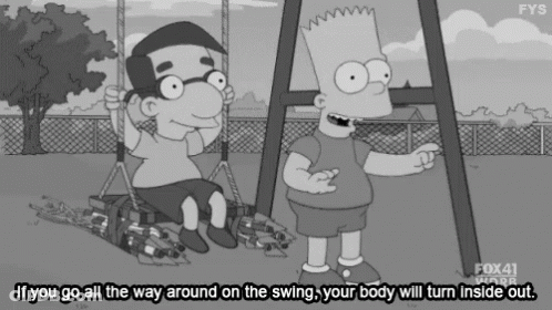 Bart Simpson Telling Boy If You Go All The Way Around On The Swing GIF