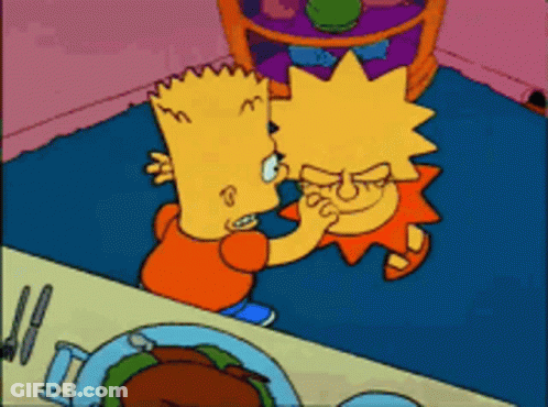 Bart Simpson Touching Lisa Simpson's Face GIF