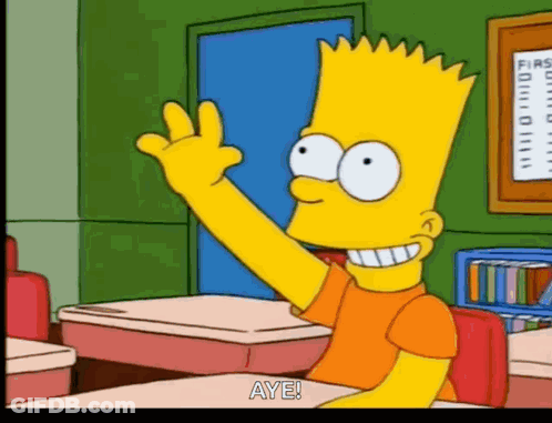 Bart Simpson Waving Hand In Classroom GIF