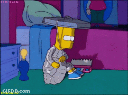 Bart Simpson Wearing Garbage Can GIF