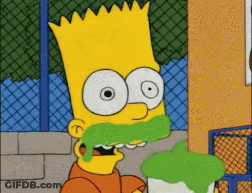 Bart Simpson With A Green Mustache Is Holding A Bucket Of Slime GIF