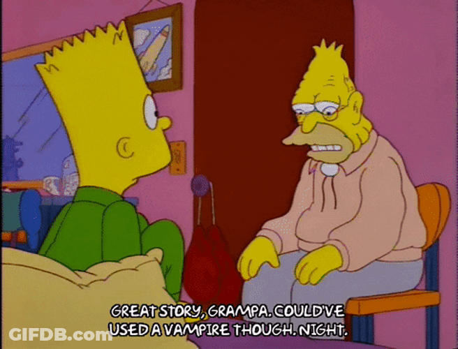 Bart Talking To Grandpa Simpson About Stories He Told GIF