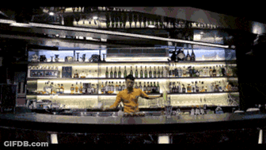 Bartender On Bruce Lee Outfit GIF