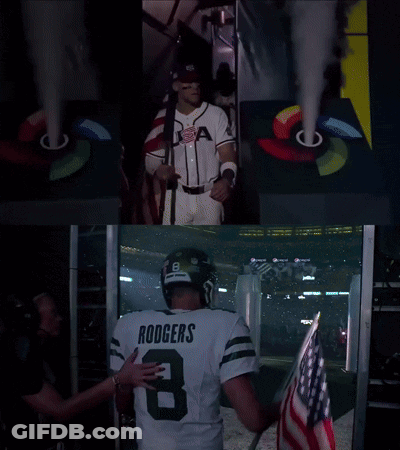 Baseball And Football Players With Rodgers Jerseys GIF