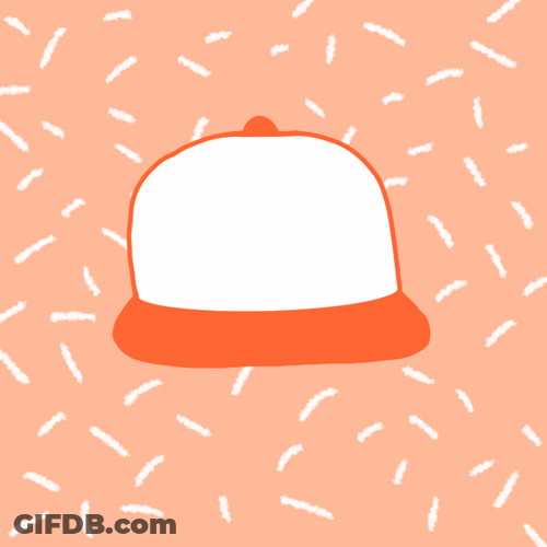 Baseball Cap Orange Spinning Animation GIF