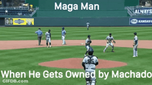 Baseball Field Maga Man Gets Owned By Machado GIF