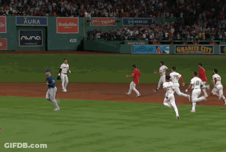 Baseball Game In Front Of Aura Banner GIF