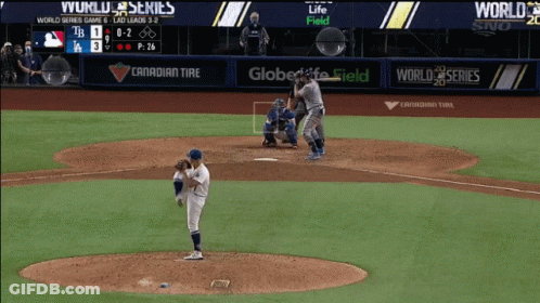 Baseball Game In Front Of Canadian Tire Ad GIF