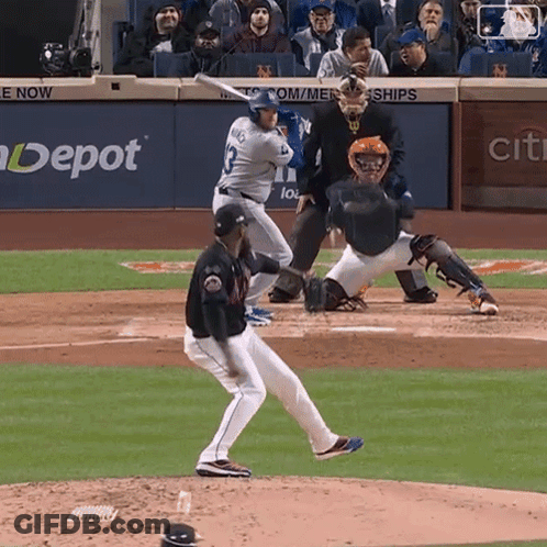 Baseball Game In Front Of Citi Depot Sign GIF