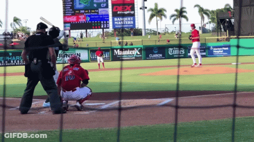 Baseball Game In Front Of Clarion Banner GIF