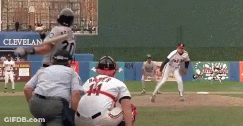 Baseball Game In Front Of Cleveland Banner GIF