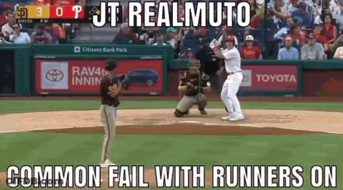 Baseball Game In Front Of Crowd And Toyota Ad GIF