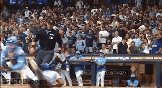 Baseball Game In Front Of Crowd With Casino Sign GIF