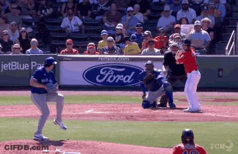 Baseball Game In Front Of Ford Banner GIF