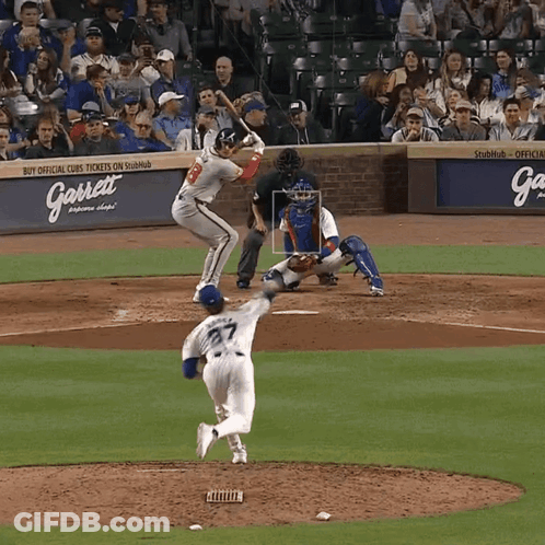 Baseball Game In Front Of Garrett Banner GIF