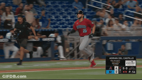 Baseball Game In Front Of Geico Ad GIF