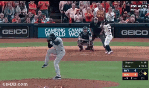 Baseball Game In Front Of Geico Ad GIF