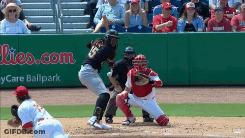 Baseball Game In Front Of Green Phillies.com Wall GIF