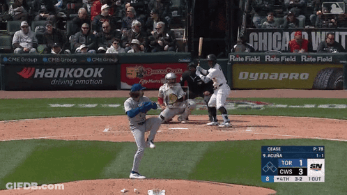 Baseball Game In Front Of Hankook Advertisement GIF