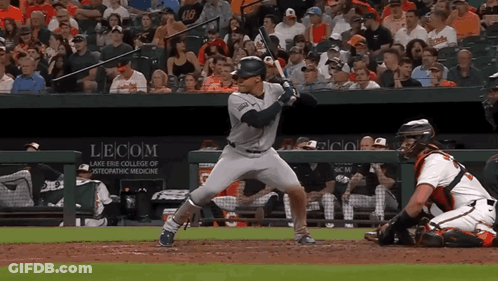 Baseball Game In Front Of Lecom Sign GIF