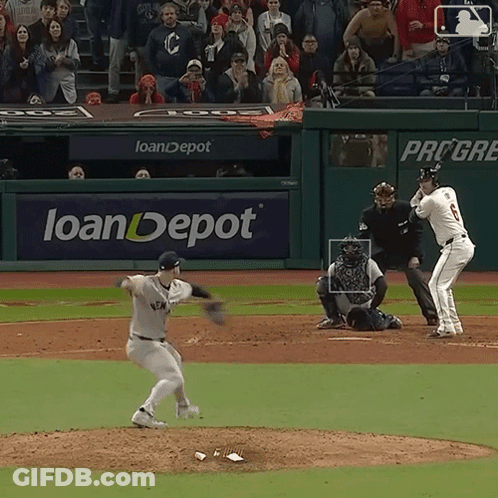 Baseball Game In Front Of Loan Depot Sign GIF