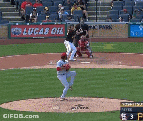 Baseball Game In Front Of Lucas Oil Ad GIF