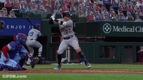 Baseball Game In Front Of Medical City Sign GIF