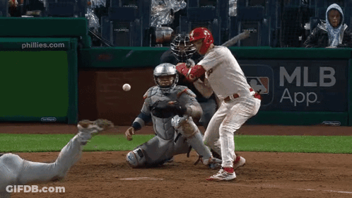 Baseball Game In Front Of MLB App Ad GIF