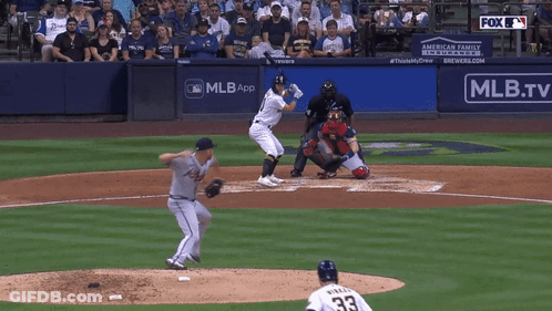 Baseball Game In Front Of MLB.tv Banner GIF