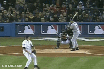 Baseball Game In Front Of MLB Wall GIF