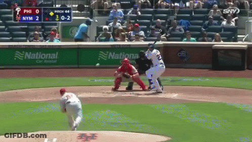 Baseball Game In Front Of National Car Rental Banner GIF