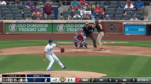 Baseball Game In Front Of Old Dominion Freight Line Ad GIF